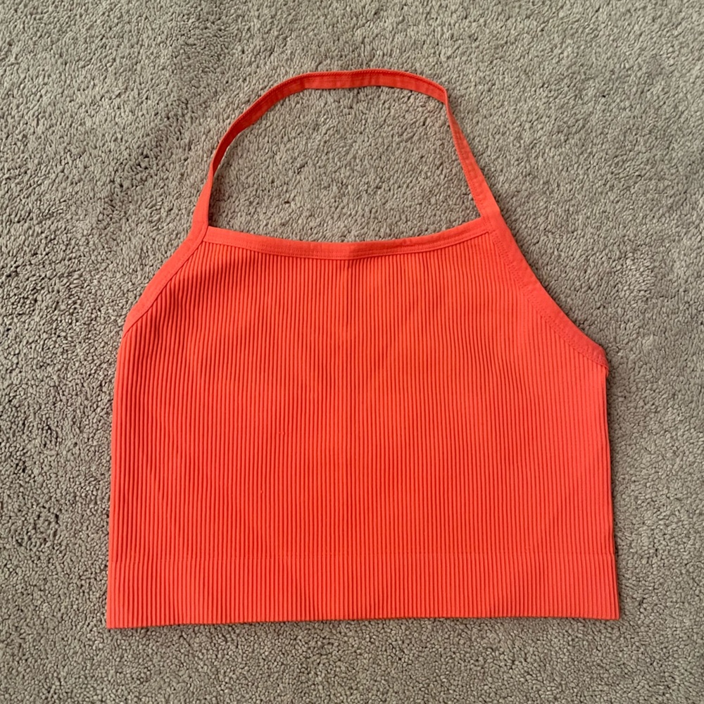 Peach color halter neck Crop top